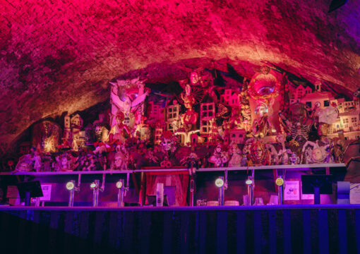 An image of the bar decorations and bar taps.